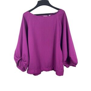 New York & Co Purplish Pink Pullover 3/4 Balloon Sleeve Dress Top M